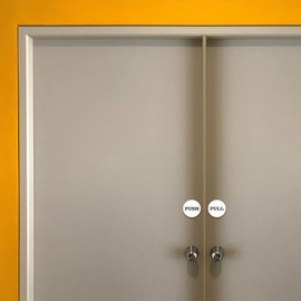 Push Pull Round Door Sign (Black) 5 Pack