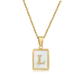 CERSLIMO Initial Necklace for Women Girls - Gold Solid Alphabet Pendant Necklace with Chain-45CM, Hypoallergenic Titanium Capital Letter ABC to XYZ, Initial Jewellery Gifts for Birthday Christmas, L