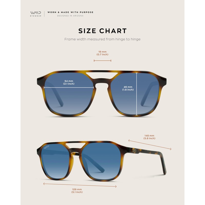 WearMe Pro Polarized Double-Bridge Large Rectangular Men's Sunglasses (Tortoise/Gradient Blue