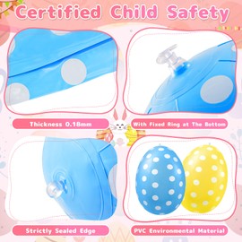 12 Pack 16" Inflatable Easter Eggs with Pump - Durable Outdoor Decor for Egg Hunts, Garden & Parties | 6 Vibrant Colors, Puncture-Proof, Ultra-Quiet Inflation, CPC-Certified Kids Toys