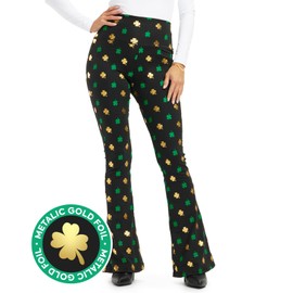 Tipsy Elves Women's St. Patrick's Day My Lucky Metallic Flare Leggings Size Medium