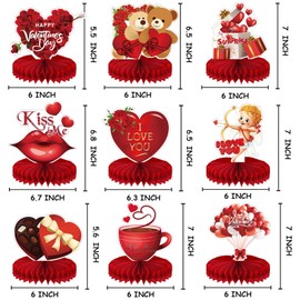 9 Pack Valentine's Day Party Decorations Valentine's Day Centerpieces for Tables, Valentine's Day Table Centerpieces, Red Valentine's Day Party Table Decor