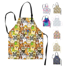 Sosolong Adjustable Neck Kids Waterproof Apron, with Children's Pocket Cooking Apron, Baking, Painting,Gardening