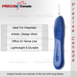 PRECISE CANADA: Box of 100 Pieces Carbon Steel Scalpel Blade #12 with Free Handle # 3 Blue Color Plastic Handle