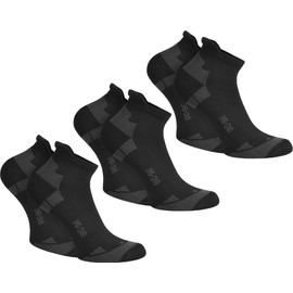 normani 6 Pairs Coolmax Sport Trainer Socks - Running Socks with Climate Regulating Fibre in Black or White Colour Black Size