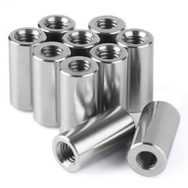 Niooliuk Pack of 10 - M6 Round Connector Nuts, 304 Stainless Steel Coupling Nut 20mm/0.79 inch Length Outside Diameter10mm / 0.39 inch