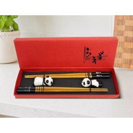 Unbranded Bamboo Chopsticks Set With Panda Holders