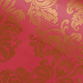 LovingWay Retro Damask Shelf Liner 17.7x177 Inch Peel & Stick Drawer Lining Paper Upgrade Worn Shoe Organizers Makeup Table Red-Gold