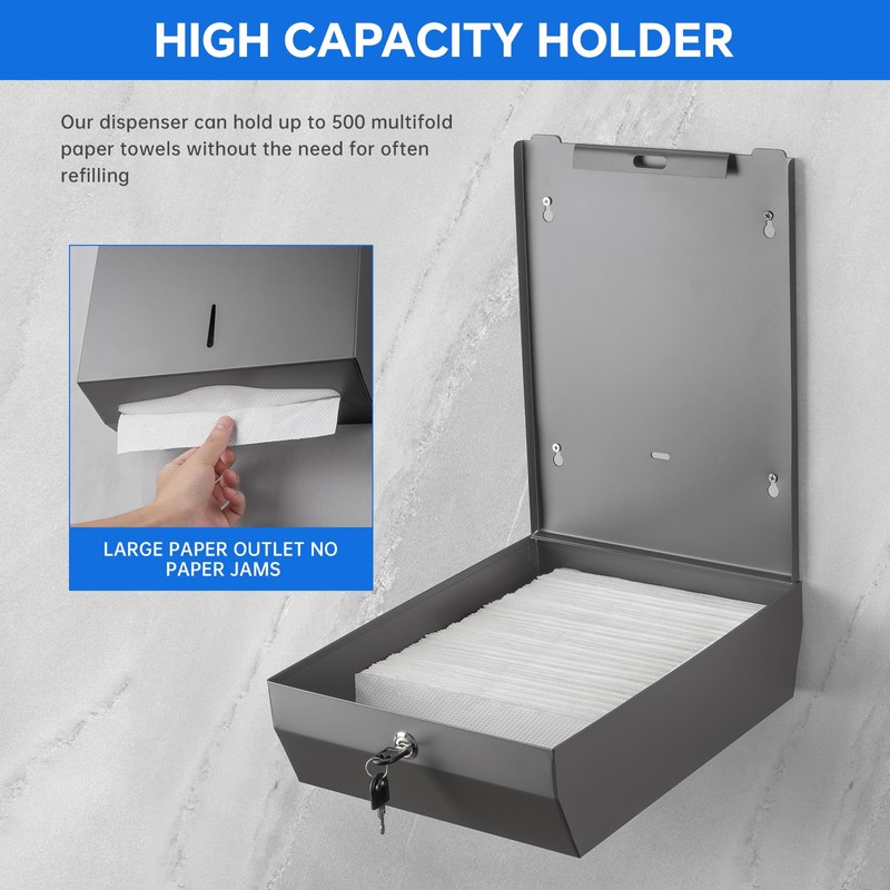 Paper Towel Dispenser Wall Mount Commercial c-fold/Multi-fold/Tri-fold, Touchless Hand Towel