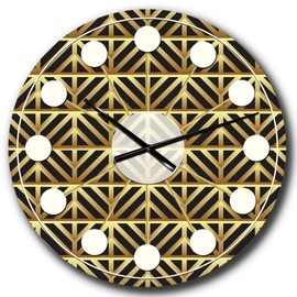 Designart 'Golden Luxury Metallic Geometrics XIV' Mid-Century Modern Wall Clock