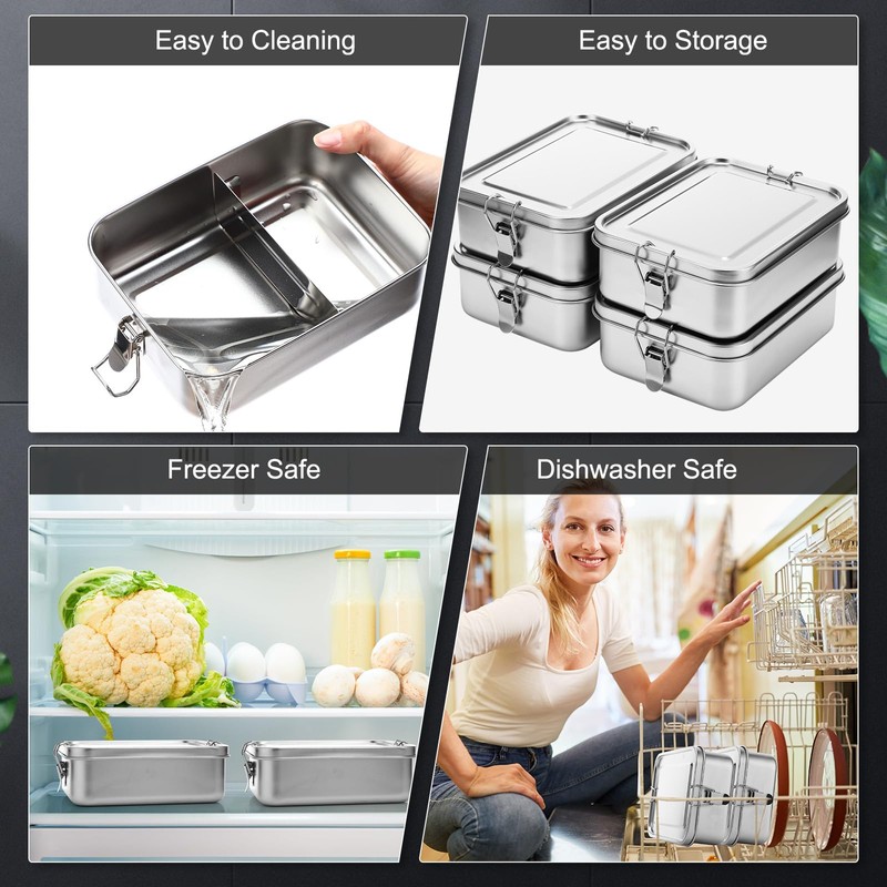 Umigy 8 Pcs Stainless Steel Food Containers 1200ml Metal Bento