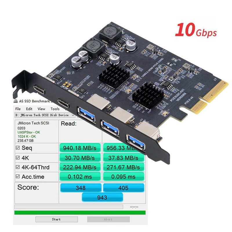 xiwai Superspeed 10Gbps PCIE USB Card PCI-E Express to Three