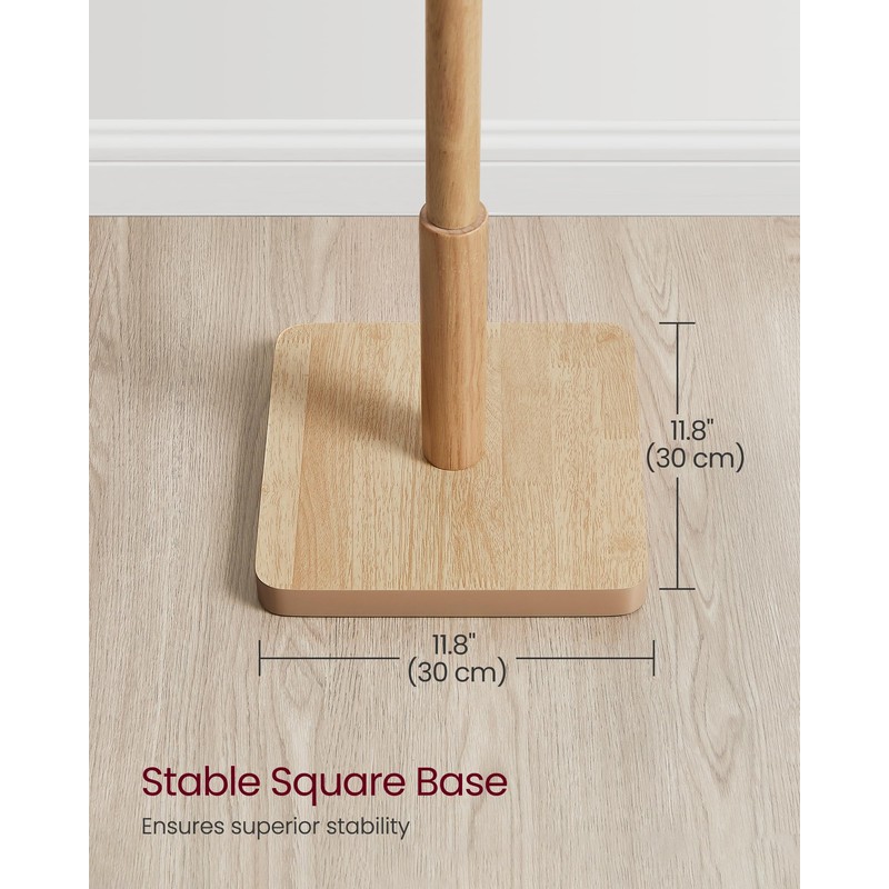 VASAGLE Solid Wood Coat Rack, Free Standing Hall Coat Tree