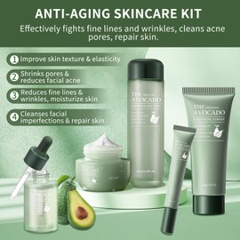 Avocado Skin Care Set, 9-In-1 Travel Skincare Kits for Hydrating & Soothing Skin, Daily Care Routine Kit with Avocado, Anti Aging Facial Kit for Women, Reduces Acne, Fine Lines & Wrinkles.