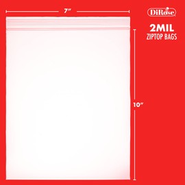 Dirose Reclosable Poly Zip Top Bags - 7" x 10" (100 Count), 2 Mil - Plastic Zip&lock Bags – Resealable Plastic Bags with Zipper - Clear Bags for Snacks, Hardware, Arts & Crafts