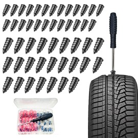 ADILIKADII 50Pzs Clavos de Reparación de Neumáticos 2 Tamaños, Kit de Clavos de Goma para Parchar Llantas con Destornillador, Clavo Auto Sellante para para Llantas sin Cámara de Carro Moto ATV Tractor