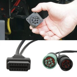 Mokernali OBD2 LKW-Kabel, OBDII 16-polige Buchse auf 6-polige J1708 9-polige J1939-Splitter-Y-Diagnosescanner-Kabel Für LKW