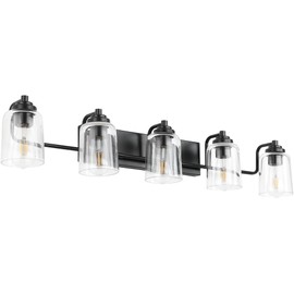 SOLFART 5 Lights Black Bathroom Light Fixtures Over Mirror Vanity Lights Scone Lighting Bathroom Lights for Mirror 41 Inch