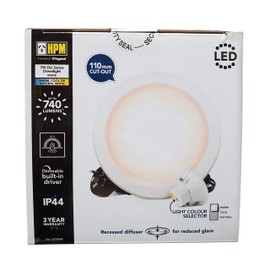 HPM DLI Tri-Colour 7W LED Dimmable Downlight with Integrated Driver White 110mm