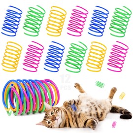 GAMAXIMA Juguetes Resorte para Gatos, 12PCS Juguete Muelle Helicoidal Divertido para Gato, Resorte de Color y Seguro, Juguetes para Gatos para Golpear, Morder, Cazar