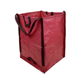 DURASACK Heavy Duty Home and Yard Waste Bag 48-Gallon Woven Polypropylene, Reusable Lawn and Leaf Garden Bag with Reinforced Carry Handles, Pop-Up Self-Standing Garbage Can, Red