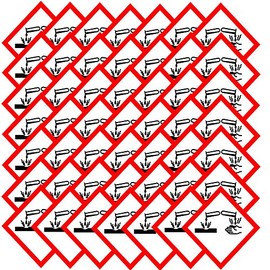 TE-Office Pack of 100 GHS Hazardous Substance Symbols Labels Stickers Hazardous Substances Labelling Corrosive Substances GHS 05 25 x 25 mm Sign Multicoloured