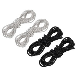QUARKZMAN Pack of 4 Glitter Shoelaces - 55 Inch Rhinestone Round Shoelaces Drawstring Replacement for Jogging Bottoms Jumper (White Black), White, black