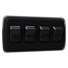 Leisure LED Contemporary Quadruple SPST On-Off Switch with Bezel, 12-Volt, for RV, Trailer, Camper (Black)