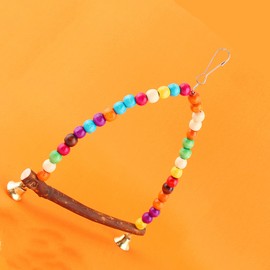 KooingTech Bird Swing, 0.8-1.5cm Bird Toys Parrots Swing, Colorful Budgie Swing with Swing Bell, Wood Cockatiel Swing Hanging Toys Bird Cage Accessories for Small Parakeets Budgie