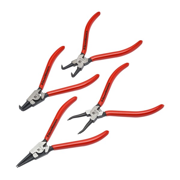 GEARWRENCH 4 Piece Fixed Tip Internal & External Snap Ring Plier Set, 7" - 82150 , Red, Large