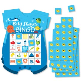 Big Dot of Happiness Under The Sea Critters - Juego de 18 cartas y marcadores de bingo con forma de baby shower