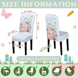 Preboun 6 Pcs Easter Chair Covers Bunny Eggs Floral Truck Chair Slipcovers Protector Spring Washable Easter Party Decoration Removable Holiday Easter Farmhouse Decor for Home Dining Room Kitchen