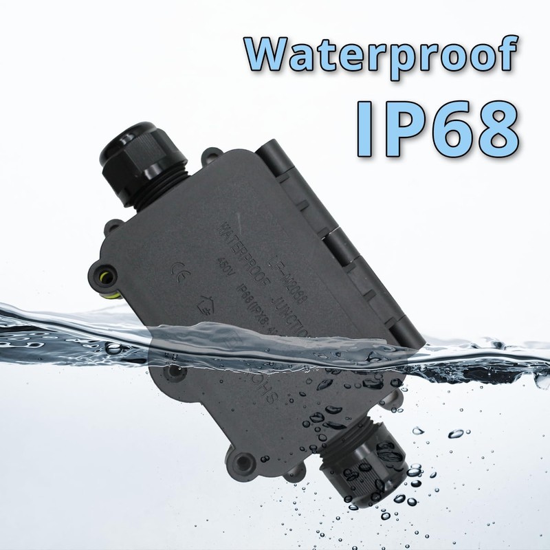 MAKERELE Small External Junction Box IP68,2 Way Clamshell-Type Underground Electrical