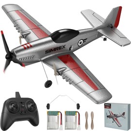 SIMREX RC Plane for Kids - 2.4GHz 3-Channel Remote Control Airplane Toy with 6-Axis Gyro, 2 Speeds, 2 Batteries, RC Foam Glider - Gift for Boys & Girls