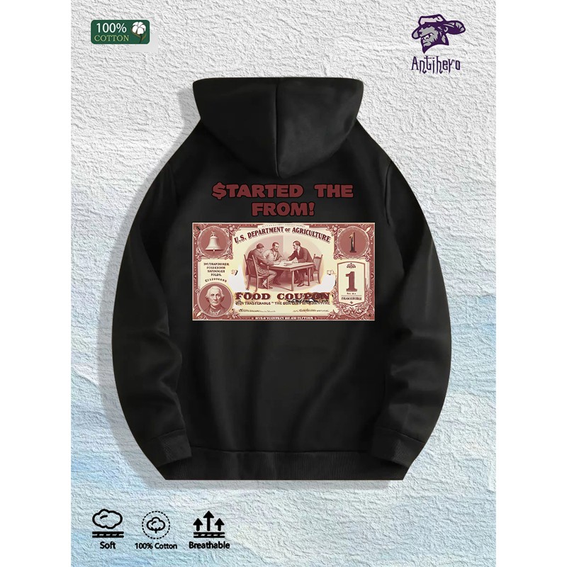 Started From Food Coupon Graphic Hoodie 100% Cotton US Warehouse