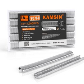 Kamsin SC760 16 Gauge C Ring Staples 1/2" Inside Crown 5/8" Outside Crown Hog Rings 304 Stainless Steel Collated for Staple Gun 1,000 PCS/Pack