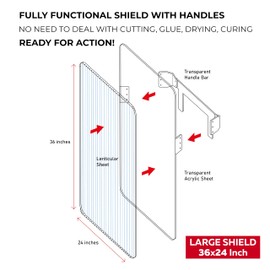 Invisibility Shield - 36"x24", Lenticular Sheet Shield with Transparent Acrylic Handles for Prank, Science, Magic, Illusion, Hiding, Game, Invisible Effect, Cover for Hunting, Airsoft, Paintball
