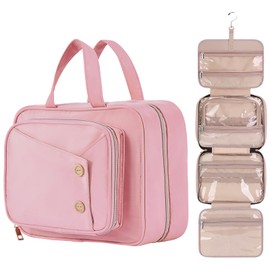TRO&HOM Toiletry Bag for Women,Toiletry Travel Bag with Hanging Hook,Water-resistant Cosmetic Bag Travel Full-size Toiletry Organizer for Accessories, Shampoo, Toiletries