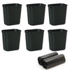 ToiULik 6 Pack Black Small Trash Can with 2 Roll
