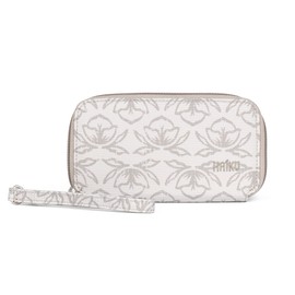 HAIKU Intrepid Small and Slim Women's Wristlet Wallet, Clutch Purse, Zip Around RFID-Blocking Credit Card holder, and ID Holder, Geo Tulip Print, Minimalist