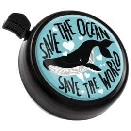 Liix Big Colour Bell 2021 Whale Design with Saying Save The Ocean Extra Large and Stylish Bicycle Bell with Painted and Weatherproof Metal Lid Loud Sound