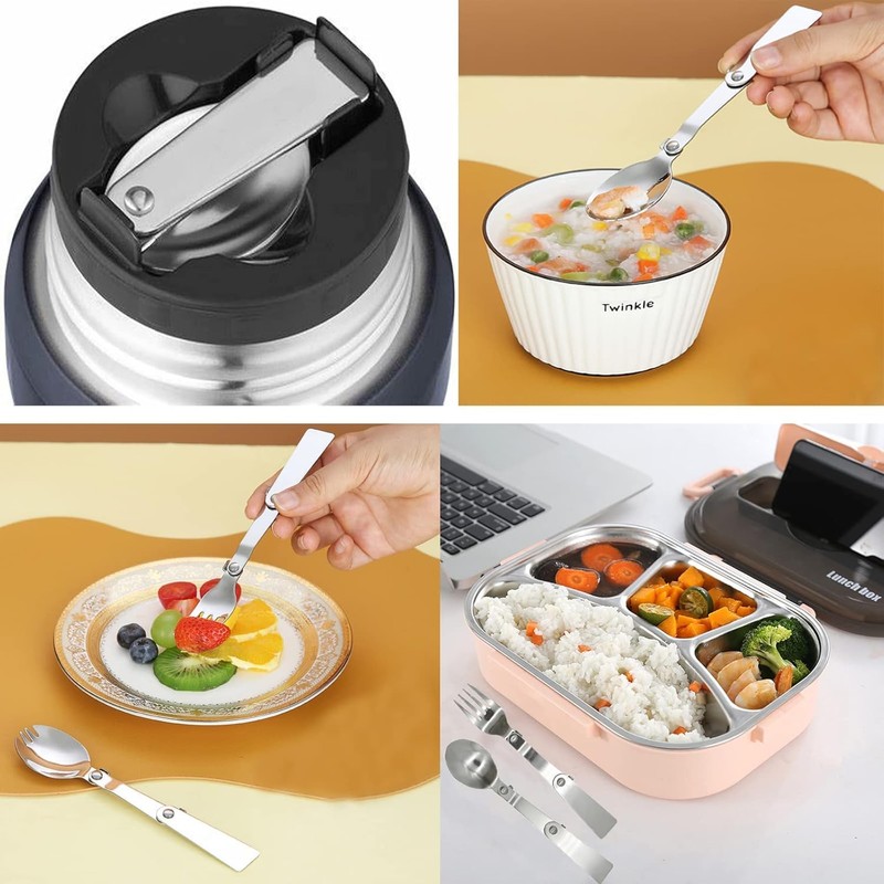 3 Pack Foldable Spoon Fork Salad Spork Set (304) Stainless
