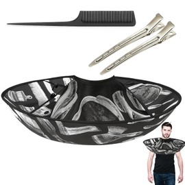 Hairdressing Cape with Umbrella Design - Waterproof Cutting Cape 60 cm with Fastening, Hairdressing Cape Including 1 Comb & 2 Compartment Clips, Foldable, Black - for Haircut, Styling & Beard Care