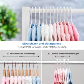 LaLoona Baby Clothes Hanger Set – Plastic Children's Clothes Hangers – Extra Slim Baby and Children Clothes Hangers with Trouser Bar – White 22 pcs