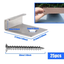 Create idea 25Pcs Decking Hidden Starter Fastener Board Clip with Self-tapping Screw Stainless Steel DIY Hardware for 8mm Wood Board