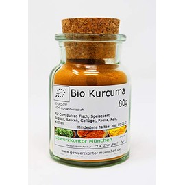 Bio Kurkuma Pulver, Curcuma 80g im Glas Gewürzkontor München