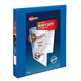 Avery Heavy Duty View 3 Ring Binder, 1" One Touch Slant Ring, Holds 8.5" x 11" Paper, 1 Pacific Blue Binder (79720)