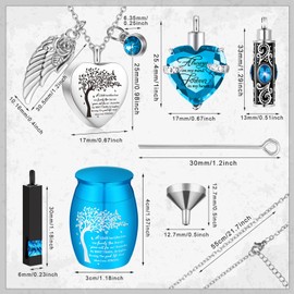 Shimeyao 8 Pieces Cremation Urn Set for Ashes Sharing Urns for Human Adult Female Male Mini Keepsake Waterproof Memorial Ashes Holder(Light Blue)