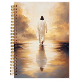 Qabliqo Jesus Walking on Water Christian Spiral Notebooks, Watercolor Jesus Journals for Writing, Christian Journal for Women Men, Vintage Religious Notebook for Note Taking, 5.5x8.3 Inch