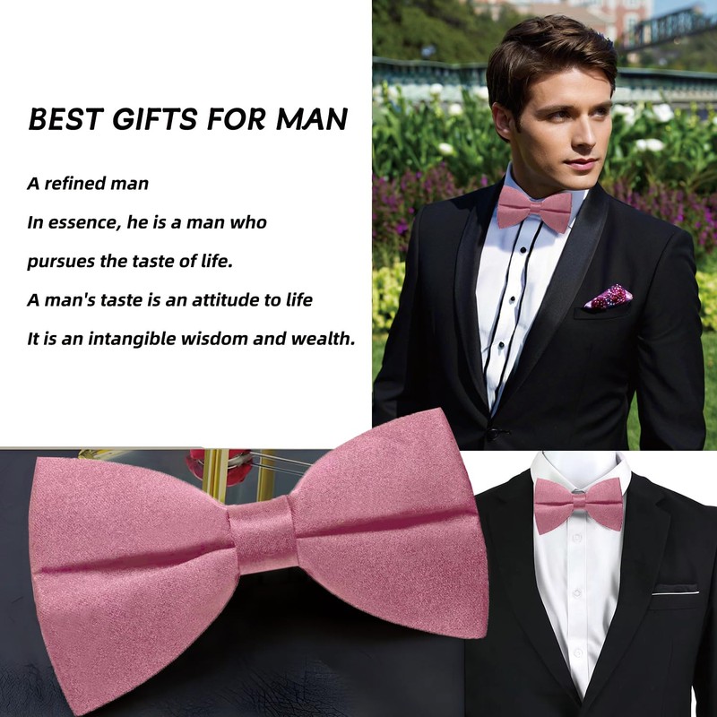 Guokoo Bow Ties for Men Solid Color Bow Tie Pre-Tied
